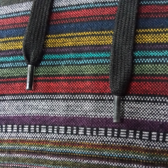 Women's Striped Multi Colored Short Sleeve Hoodie Sweatshirt Beautiful Giant - Picture 7 of 15